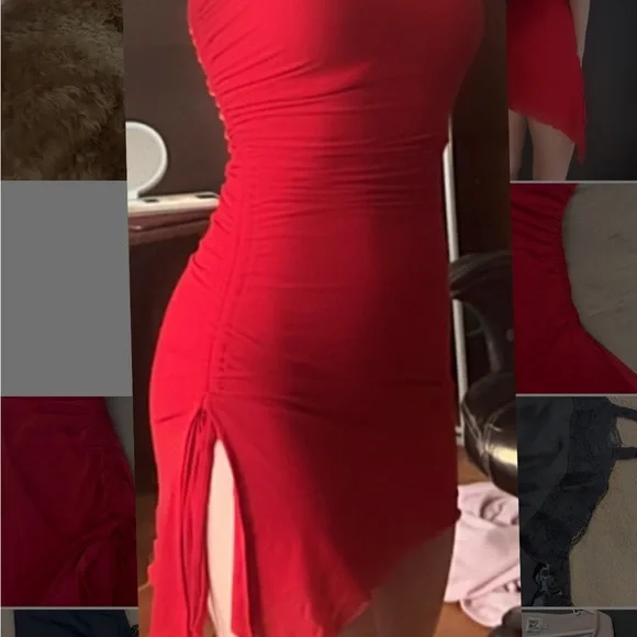 Chic Scarlet Mini Dress - Picture 6 of 6